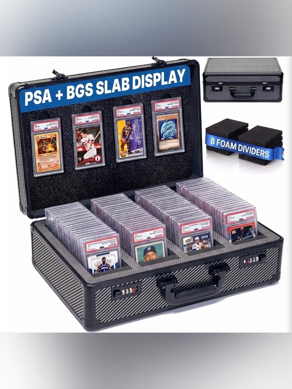 Durable Graded Card Case W. Lock | Trading Card Storage Box | 4 Rows | NEW IN BO